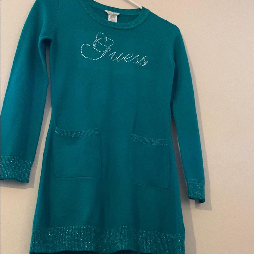 Guess - Studded Teal Knit Womens Dress Blouse Size Small Long Sleeve - Picture 3 of 8